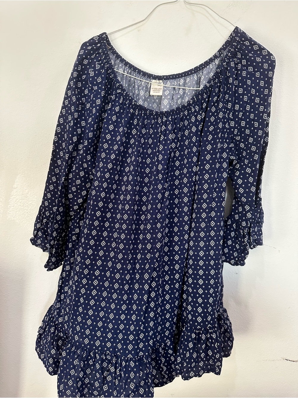 Terra & Sky Navy Blue Printed Tunic Top